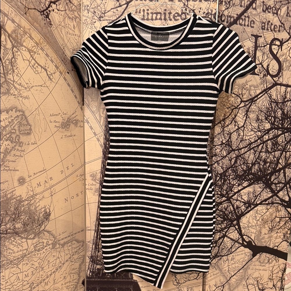 For Sienna Striped Black and White knit Women's Dress. Shapely & comfortable
